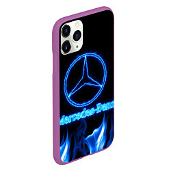 Чехол iPhone 11 Pro матовый Mercedes-benz blue neon, цвет: 3D-фиолетовый — фото 2