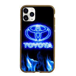 Чехол iPhone 11 Pro матовый Toyota neon fire, цвет: 3D-коричневый