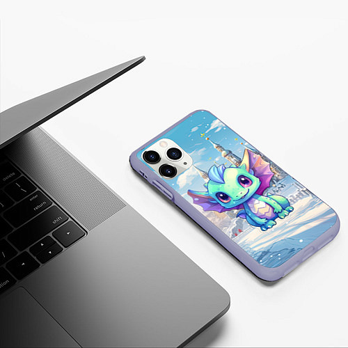 Чехол iPhone 11 Pro матовый Дракон милый новогодний 2024 символ года / 3D-Светло-сиреневый – фото 3