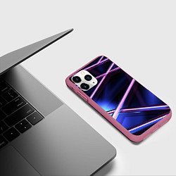 Чехол iPhone 11 Pro матовый Фиолетовая геометрическая абстракция, цвет: 3D-малиновый — фото 2