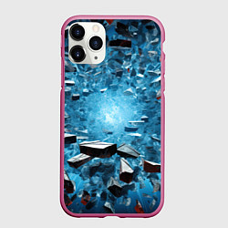 Чехол iPhone 11 Pro матовый Взрыв мелких плит, цвет: 3D-малиновый