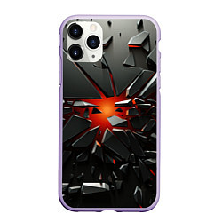 Чехол iPhone 11 Pro матовый Взрыв и черные камни, цвет: 3D-светло-сиреневый