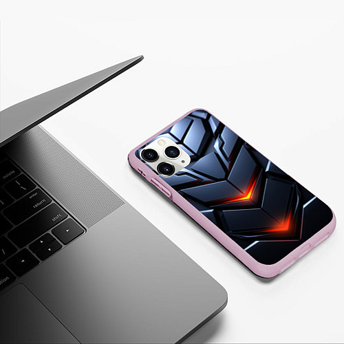 Чехол iPhone 11 Pro матовый Объемная броня с ярким светом / 3D-Розовый – фото 3
