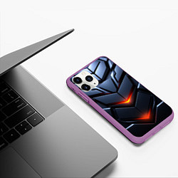 Чехол iPhone 11 Pro матовый Объемная броня с ярким светом, цвет: 3D-фиолетовый — фото 2