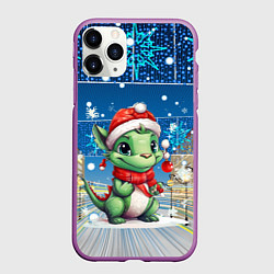 Чехол iPhone 11 Pro матовый Дракон новогодний фон, цвет: 3D-фиолетовый