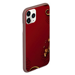 Чехол iPhone 11 Pro матовый Узоры золотые на красном фоне, цвет: 3D-коричневый — фото 2
