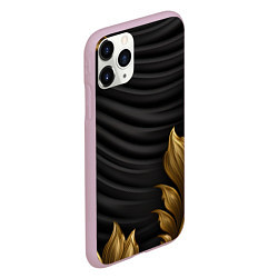 Чехол iPhone 11 Pro матовый Узоры золотые на черном фоне, цвет: 3D-розовый — фото 2