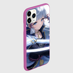 Чехол iPhone 11 Pro матовый Genshin Impact Ayaka Камисато, цвет: 3D-фиолетовый — фото 2