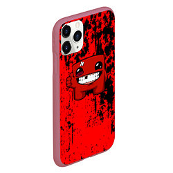 Чехол iPhone 11 Pro матовый Super Meat Boy краски, цвет: 3D-малиновый — фото 2