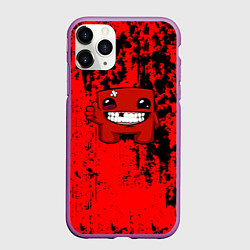 Чехол iPhone 11 Pro матовый Super Meat Boy краски, цвет: 3D-фиолетовый