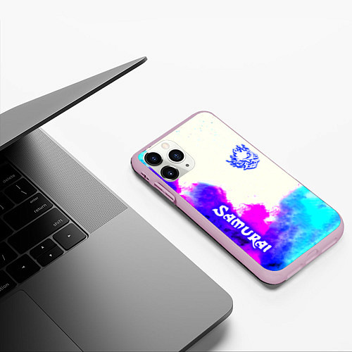 Чехол iPhone 11 Pro матовый Samurai neon colors / 3D-Розовый – фото 3