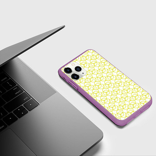 Чехол iPhone 11 Pro матовый Круговой узор / 3D-Фиолетовый – фото 3