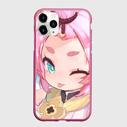 Чехол iPhone 11 Pro матовый Genshin Impact Диона Nya, цвет: 3D-малиновый