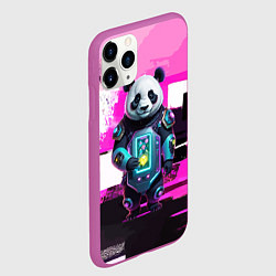 Чехол iPhone 11 Pro матовый Funny panda - cyberpunk, цвет: 3D-фиолетовый — фото 2
