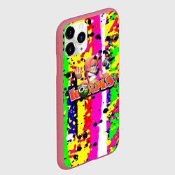 Чехол iPhone 11 Pro матовый Worms true colors, цвет: 3D-малиновый — фото 2