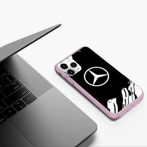 Чехол iPhone 11 Pro матовый Mercedes benz краски спорт / 3D-Розовый – фото 3