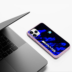 Чехол iPhone 11 Pro матовый BMW sport amg colors blue, цвет: 3D-розовый — фото 2