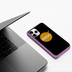 Чехол iPhone 11 Pro матовый NASA yellow logo, цвет: 3D-фиолетовый — фото 2