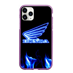 Чехол iPhone 11 Pro матовый Honda neon, цвет: 3D-фиолетовый