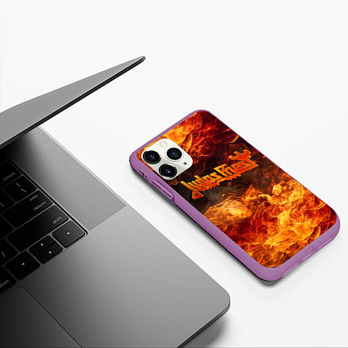 Чехол iPhone 11 Pro матовый Fire - Judas Priest / 3D-Фиолетовый – фото 3