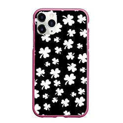 Чехол iPhone 11 Pro матовый Black clover pattern anime, цвет: 3D-малиновый