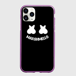 Чехол iPhone 11 Pro матовый Маршмеллоу белое лого, цвет: 3D-фиолетовый