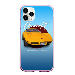 Чехол iPhone 11 Pro матовый Американский маслкар Chevrolet Corvette, цвет: 3D-розовый