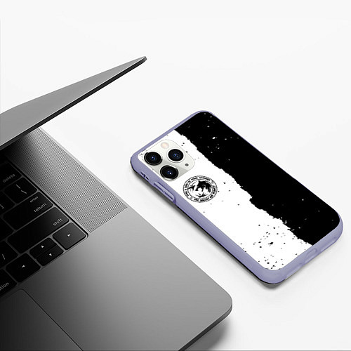 Чехол iPhone 11 Pro матовый Ведьмак лого черно белые / 3D-Светло-сиреневый – фото 3