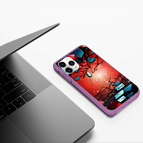 Чехол iPhone 11 Pro матовый Взрыв камне абстракция / 3D-Фиолетовый – фото 3