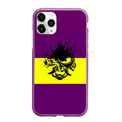 Чехол iPhone 11 Pro матовый Cyberpunk 2077 stripes, цвет: 3D-фиолетовый