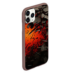 Чехол iPhone 11 Pro матовый Черные камни на красном взрыв, цвет: 3D-коричневый — фото 2