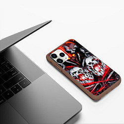Чехол iPhone 11 Pro матовый Красные адские черепа, цвет: 3D-коричневый — фото 2