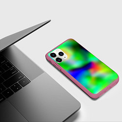 Чехол iPhone 11 Pro матовый Психоделический неоновый градиент, цвет: 3D-малиновый — фото 2