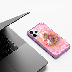 Чехол iPhone 11 Pro матовый Розовый дракон с цветами сакуры, цвет: 3D-фиолетовый — фото 2