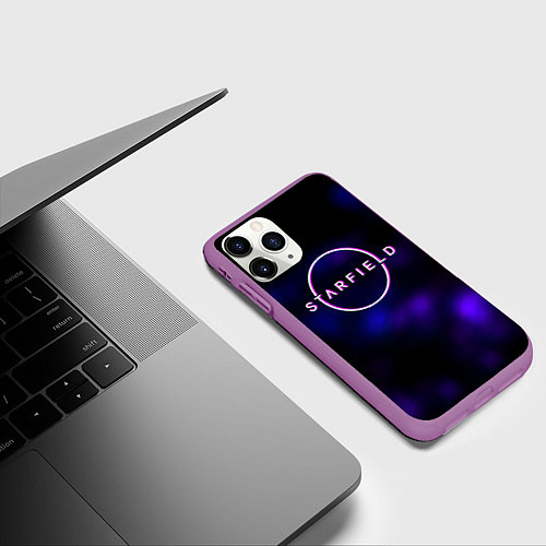 Чехол iPhone 11 Pro матовый Starfield тёмное небо из игры / 3D-Фиолетовый – фото 3