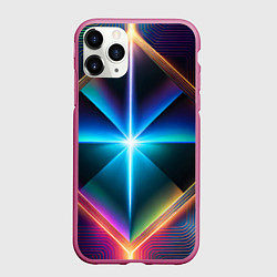 Чехол iPhone 11 Pro матовый Светящиеся лучи в квадрате, цвет: 3D-малиновый