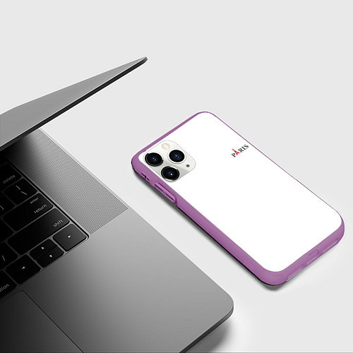 Чехол iPhone 11 Pro матовый Paris city / 3D-Фиолетовый – фото 3