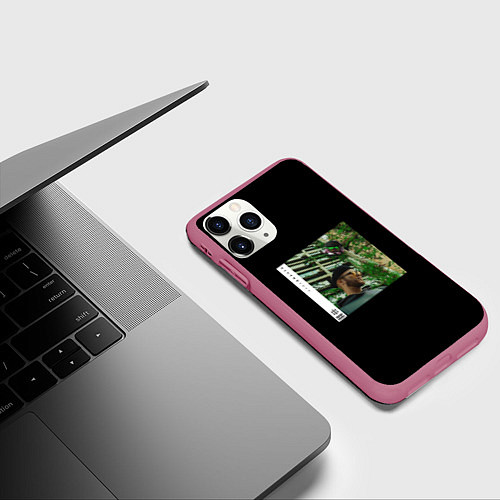 Чехол iPhone 11 Pro матовый Куок - Джангл / 3D-Малиновый – фото 3