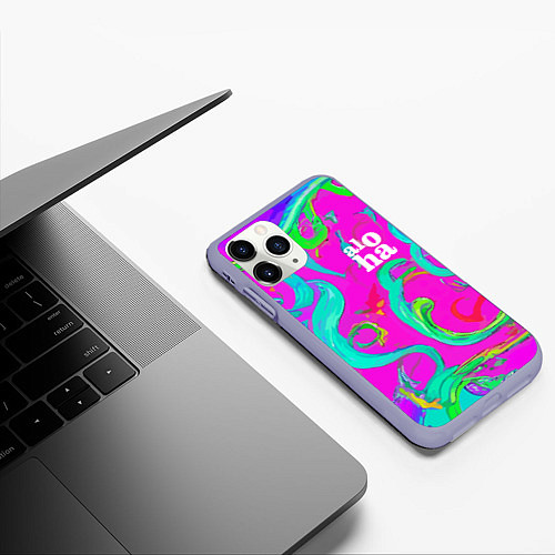 Чехол iPhone 11 Pro матовый Abstract floral pattern - aloha / 3D-Светло-сиреневый – фото 3