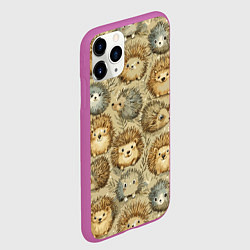 Чехол iPhone 11 Pro матовый Паттерн лесной ежик, цвет: 3D-фиолетовый — фото 2