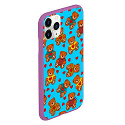 Чехол iPhone 11 Pro матовый Мишки в цветных свитерах и сердечки, цвет: 3D-фиолетовый — фото 2