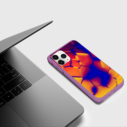 Чехол iPhone 11 Pro матовый Плиты разломы сепия негатив / 3D-Фиолетовый – фото 3