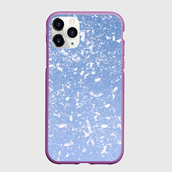 Чехол iPhone 11 Pro матовый Белые хлопья на голубом фоне, цвет: 3D-фиолетовый