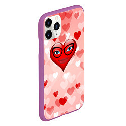 Чехол iPhone 11 Pro матовый Сердце в очках, цвет: 3D-фиолетовый — фото 2