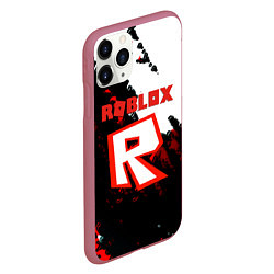 Чехол iPhone 11 Pro матовый Roblox logo краски мобайл гейм, цвет: 3D-малиновый — фото 2