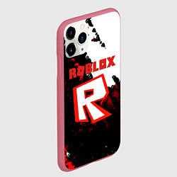 Чехол iPhone 11 Pro матовый Roblox logo краски мобайл гейм, цвет: 3D-малиновый — фото 2