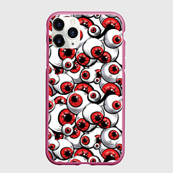 Чехол iPhone 11 Pro матовый Красные глазные яблоки, цвет: 3D-малиновый