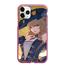 Чехол iPhone 11 Pro матовый Genshin Impact Навия, цвет: 3D-малиновый