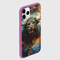 Чехол iPhone 11 Pro матовый Дикий бык, цвет: 3D-фиолетовый — фото 2