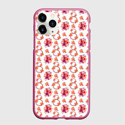 Чехол iPhone 11 Pro матовый 8 марта праздничные цветы, цвет: 3D-малиновый